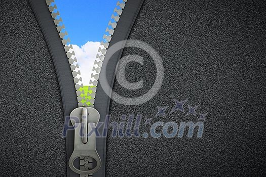 Conceptual image with zipper and nature landscape Conceptual image with zipper and nature landscape