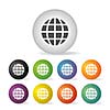 vector globe earth  button icon set  