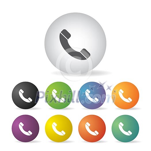 vector phone button icon set  