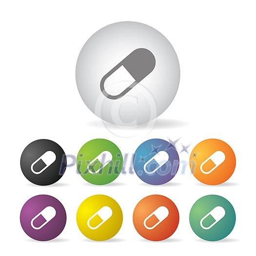 capsule medicine button icon set capsule medicine button icon set