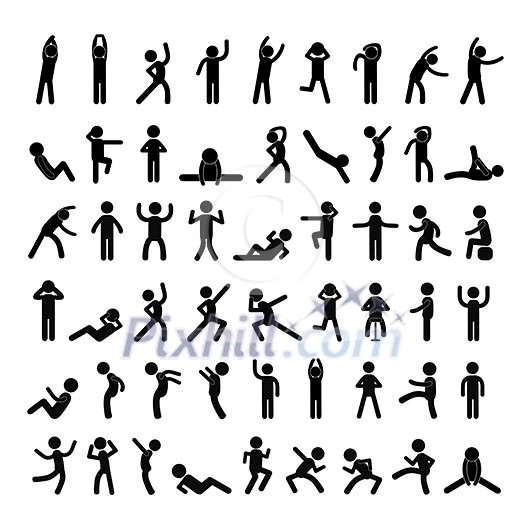 action people symbol set on white background action people symbol set on white background
