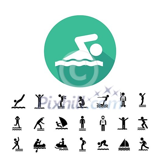 water sport vector icon set 