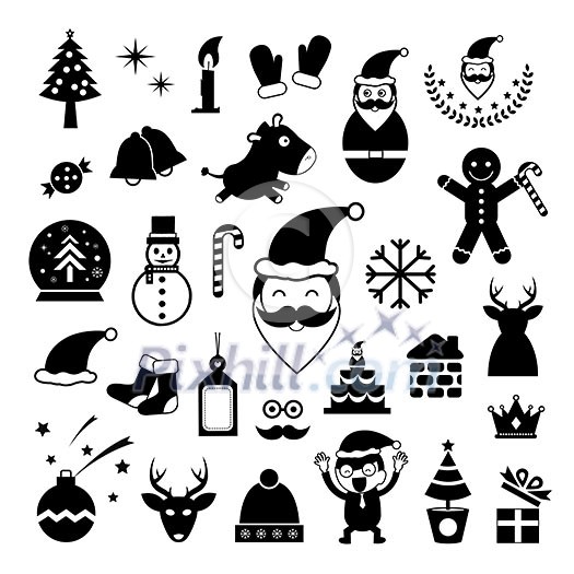 vector christmas day icon set 