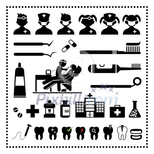 dental icons set on white background dental icons set on white background