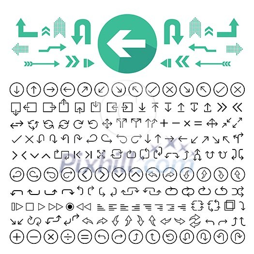 thin line arrow icons set thin line arrow icons set