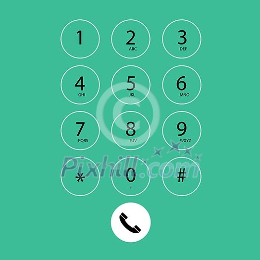 vector flat keypad for phone on green background vector flat keypad for phone on green background