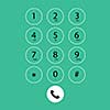vector flat keypad for phone on green background 