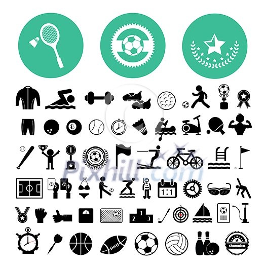 sports icons set on white background sports icons set on white background