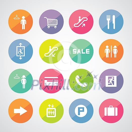 shopping mall icons set shopping mall icons set