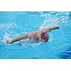 health and fitness lifestyle concept with young athlete swimmer recreating  on indoor olimpic pool