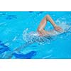 health and fitness lifestyle concept with young athlete swimmer recreating  on indoor olimpic pool