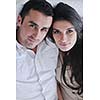 happy young couple relax at modern home living room indoor