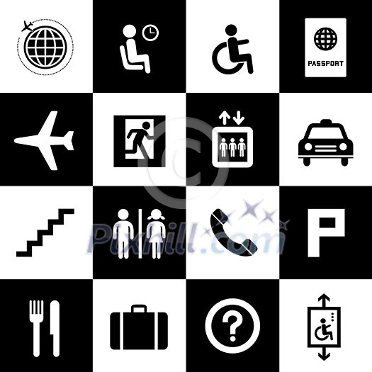 Airport icons set for use Airport icons set for use