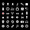 music button  icon set on black background  