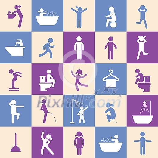 action people and hygiene icons set for use action people and hygiene icons set for use