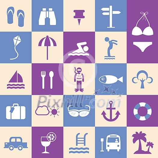 Travel and vacation icons set Travel and vacation icons set