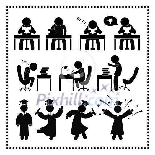 Successful study symbol on white background Successful study symbol on white background
