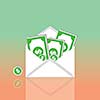 Dollars in an envelope vector cartoon  