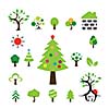 vector christmas tree  icon set 