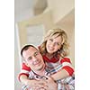 happy young adults portrait at home indoors