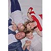 hapy young family have fun  with their children at modern living room home indoors