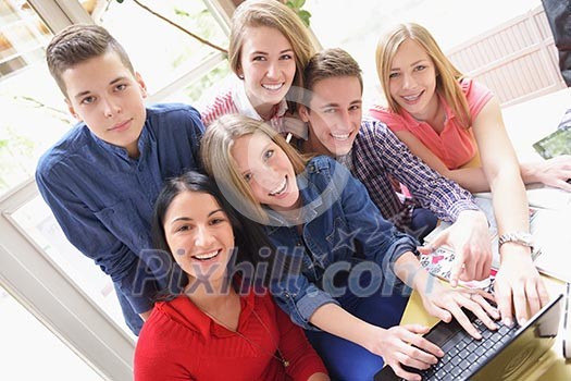 happy young teens group in school have fun an learning lessons happy young teens group in school have fun an learning lessons