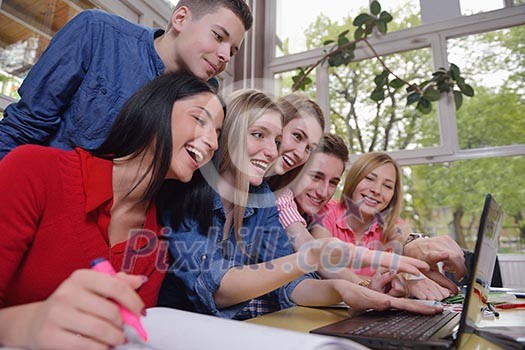 happy young teens group in school have fun an learning lessons happy young teens group in school have fun an learning lessons