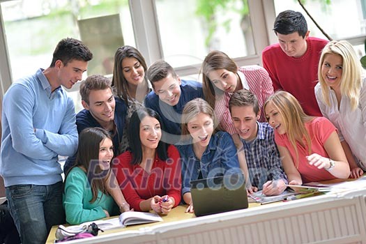 happy young teens group in school have fun an learning lessons happy young teens group in school have fun an learning lessons