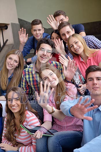 happy young teens group in school have fun an learning lessons happy young teens group in school have fun an learning lessons