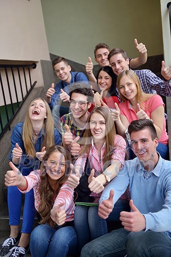 happy young teens group in school have fun an learning lessons happy young teens group in school have fun an learning lessons