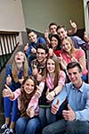 happy young teens group in school have fun an learning lessons