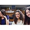 happy young teens group in school have fun an learning lessons