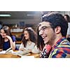 happy young teens group in school have fun an learning lessons
