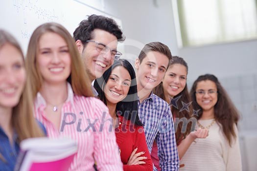happy young teens group in school have fun an learning lessons happy young teens group in school have fun an learning lessons