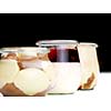 tasty dessert glass cup with fruits and chocolate