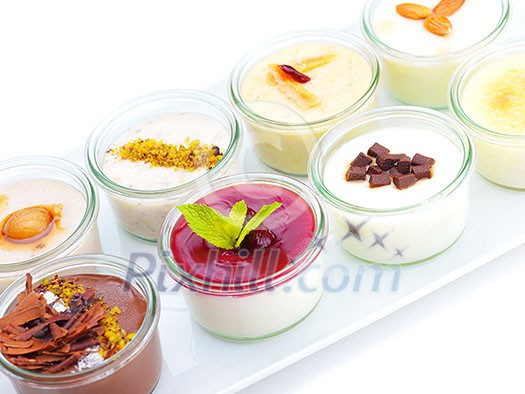 tasty dessert glass cup with fruits and chocolate