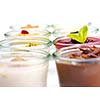 tasty dessert glass cup with fruits and chocolate
