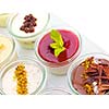 tasty dessert glass cup with fruits and chocolate