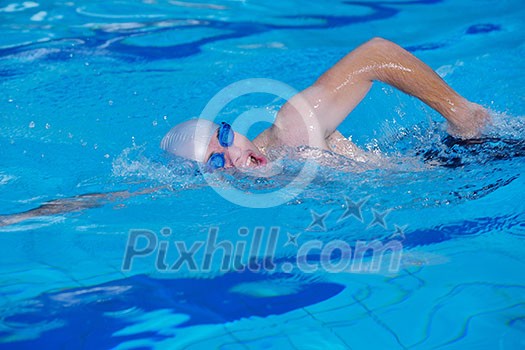 group of happy kids children at swimming pool class learning to swim group of happy kids children at swimming pool class learning to swim