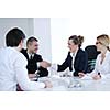 Group of happy young  business people in a meeting at office