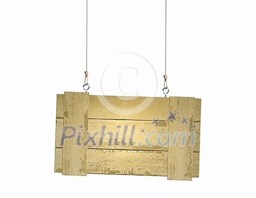 Image of wooden hanging blank banner. Place for text Image of wooden hanging blank banner. Place for text