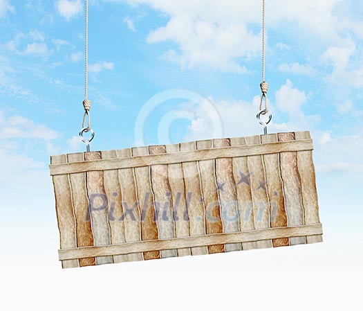 Image of wooden hanging blank banner. Place for text Image of wooden hanging blank banner. Place for text