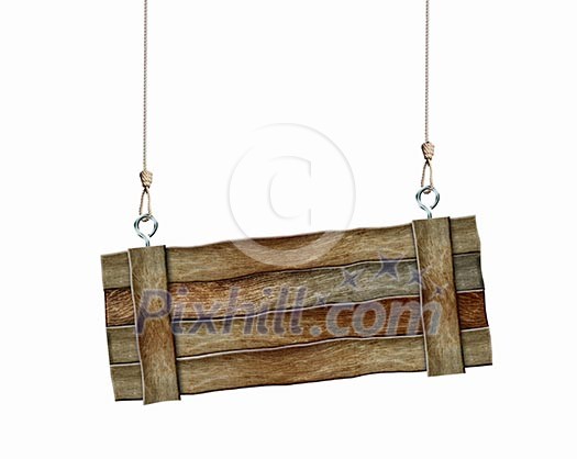 Image of wooden hanging blank banner. Place for text Image of wooden hanging blank banner. Place for text
