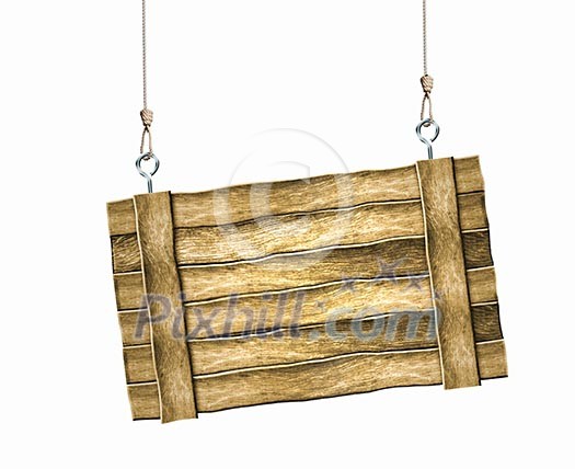 Image of wooden hanging blank banner. Place for text Image of wooden hanging blank banner. Place for text