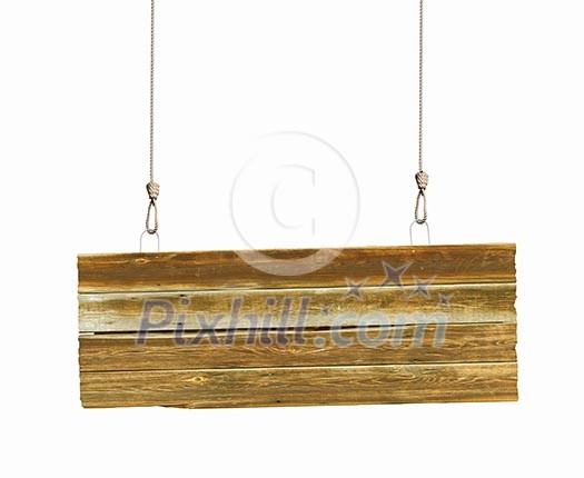 Image of wooden hanging blank banner. Place for text Image of wooden hanging blank banner. Place for text