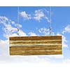 Image of wooden hanging blank banner. Place for text