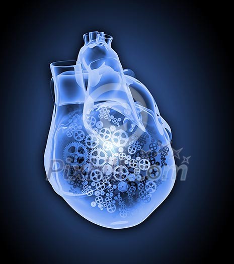 Human heart image with mechanisms. Health and medicine Human heart image with mechanisms. Health and medicine
