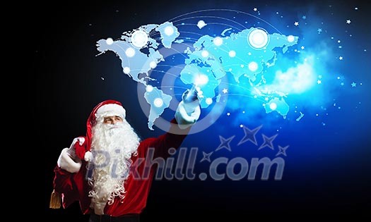 Image of Santa Claus in red costume. Communication concept Image of Santa Claus in red costume. Communication concept