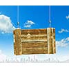 Image of wooden hanging blank banner. Place for text