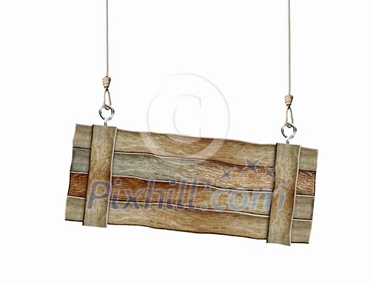 Image of wooden hanging blank banner. Place for text Image of wooden hanging blank banner. Place for text